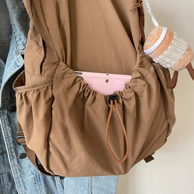 Korean Style Womens Backpack Large Capacity Pleated School & Travel Bag