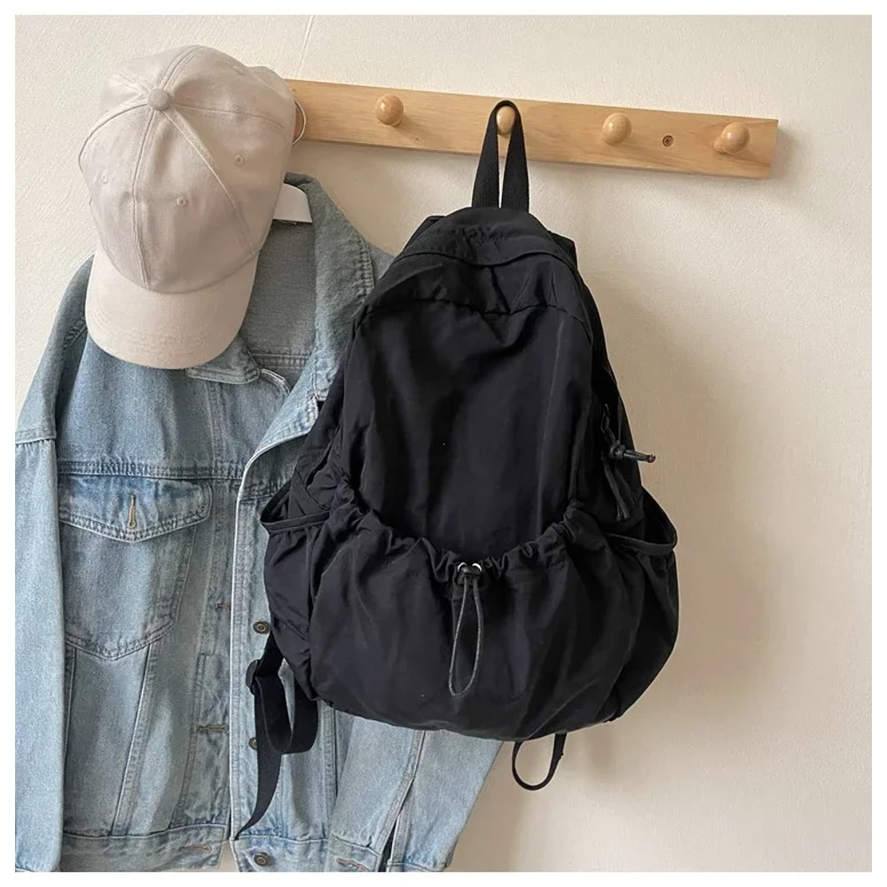 Korean Style Womens Backpack Large Capacity Pleated School & Travel Bag