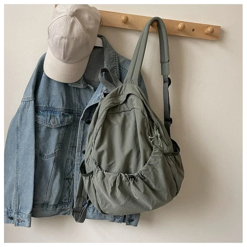 Korean Style Womens Backpack Large Capacity Pleated School & Travel Bag