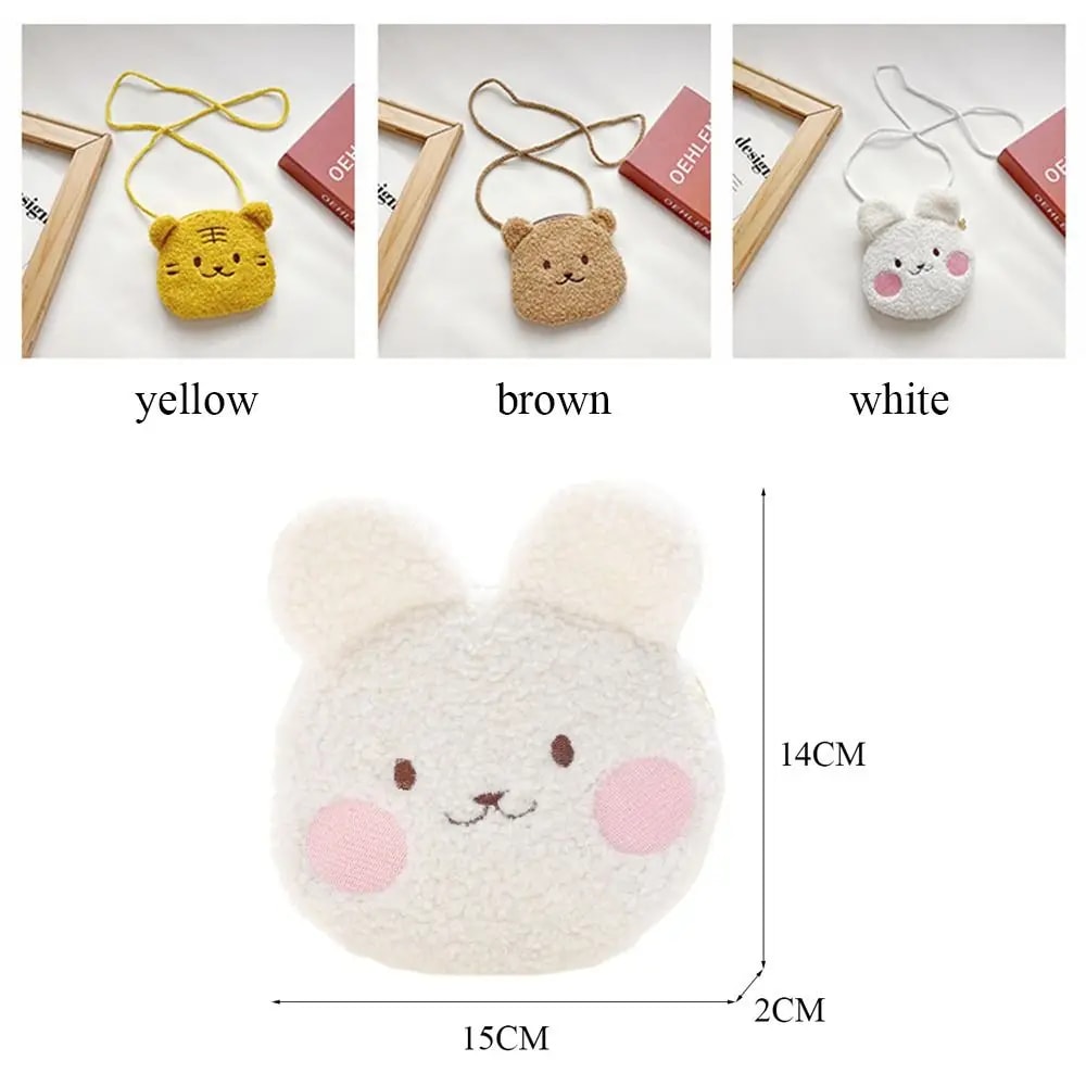 Cozy Bear Plush Kids Crossbody Bag Cute Cartoon Shoulder Purse for Girls