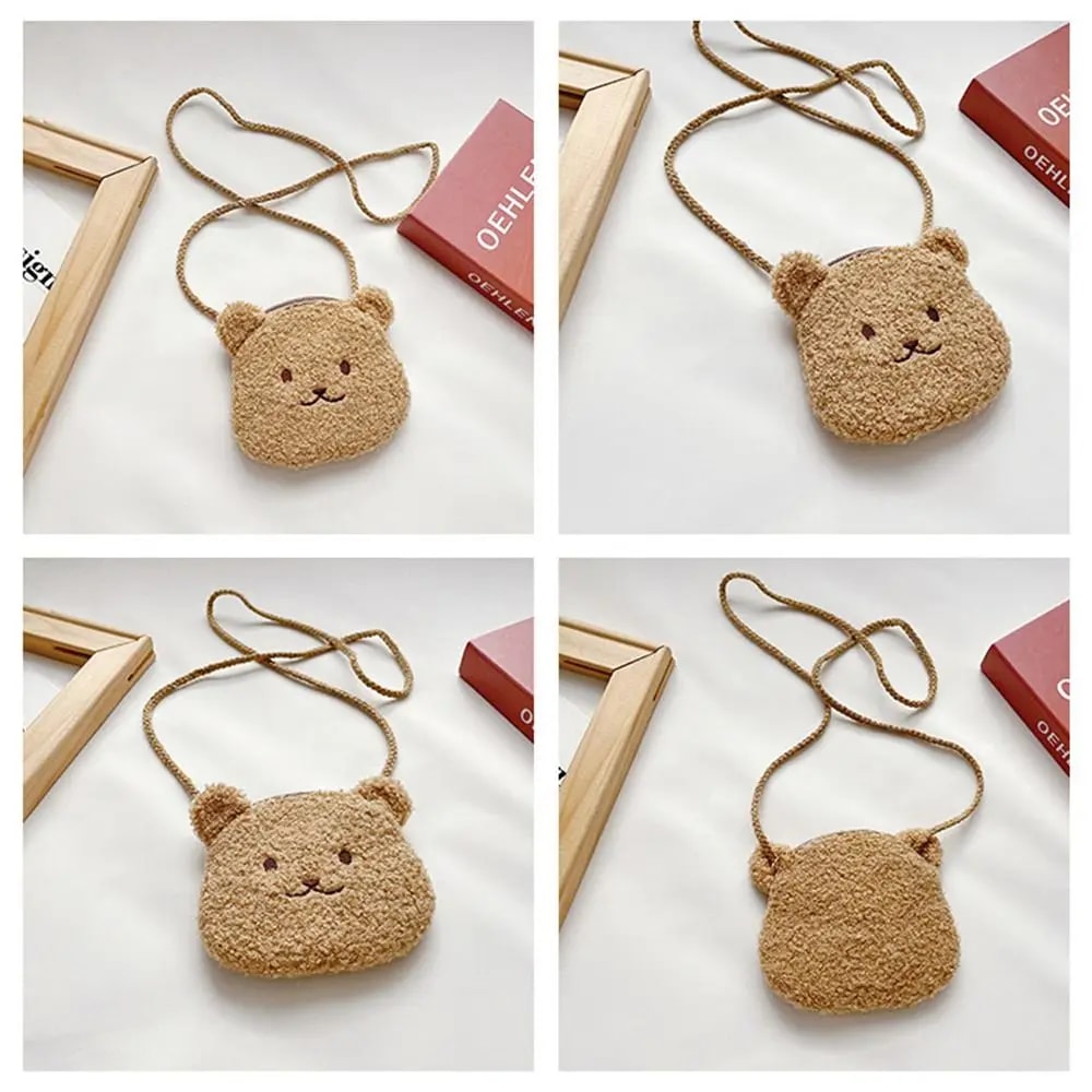 Cozy Bear Plush Kids Crossbody Bag Cute Cartoon Shoulder Purse for Girls