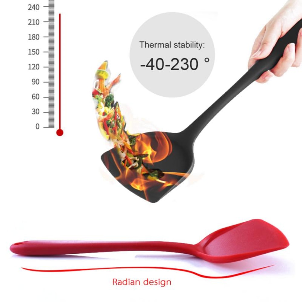 Heat Resistant Silicone Turner Spatula for Nonstick Cooking and Easy Flipping