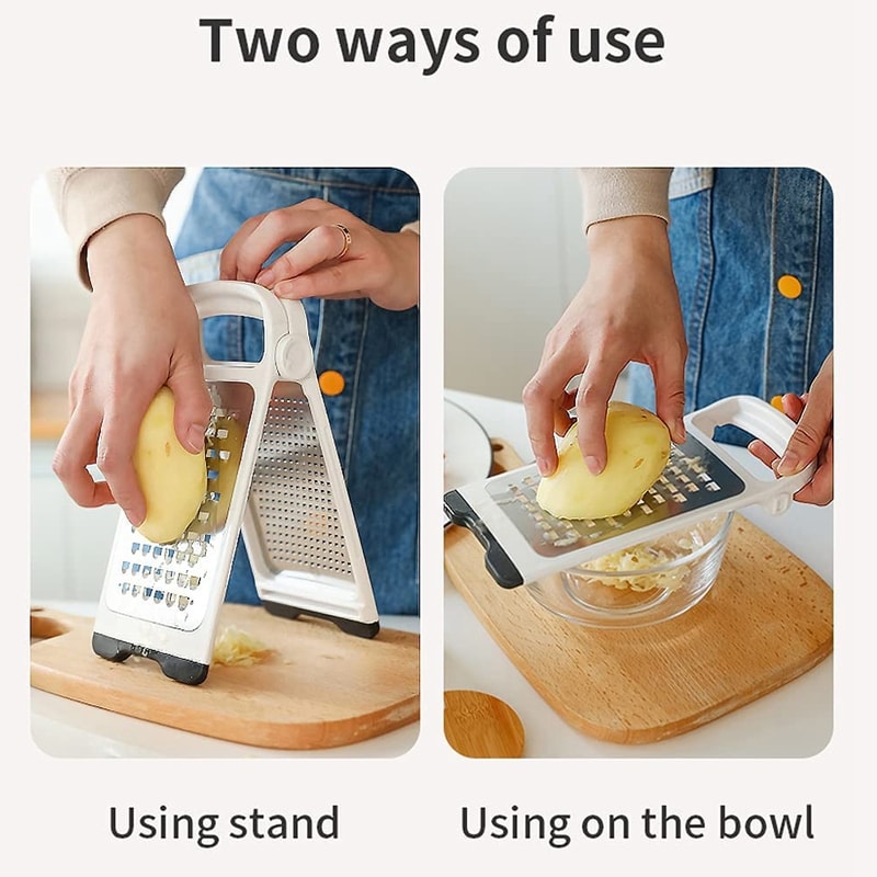 Foldable Stainless Steel Cheese Grater and Ginger Shredder with Detachable Cutting Board