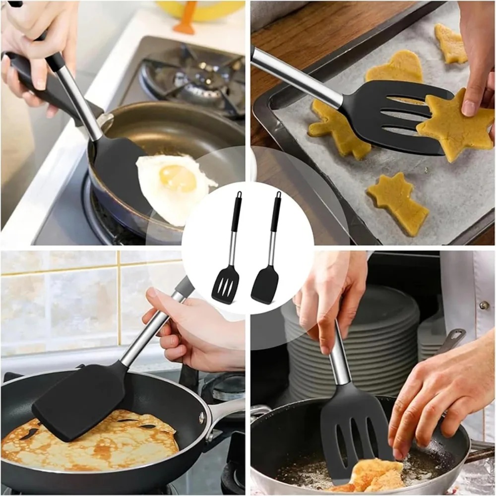 Heat Resistant Silicone Spatula Set for Nonstick Cooking and Baking