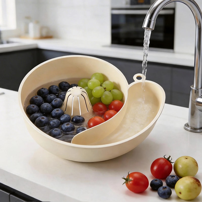 FreshSpin Collapsible Vegetable Washing Basket Salad Spinner For Fruits And Greens 0