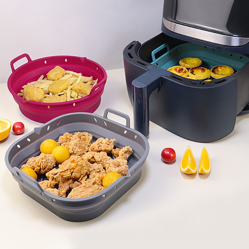 Reusable Silicone Air Fryer Liners For Easy Cleanup Non Stick Baking Basket Tray 2