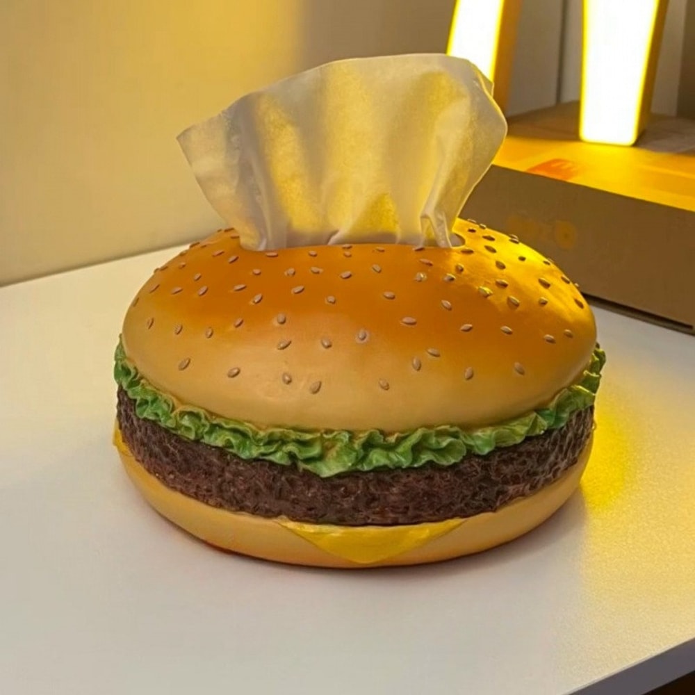 Retro Hamburger Tissue Box Holder Cute Burger Paper Dispenser For Living Room Decor 0