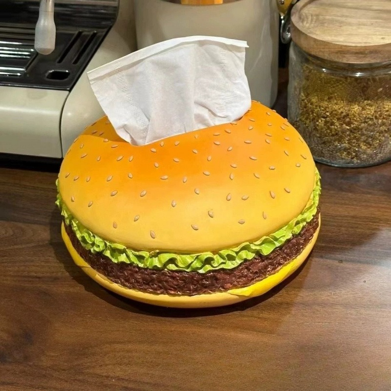 Retro Hamburger Tissue Box Holder Cute Burger Paper Dispenser For Living Room Decor 1