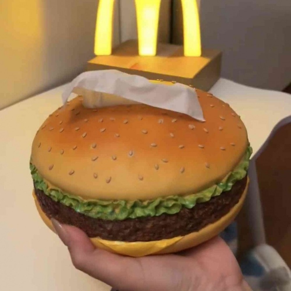 Retro Hamburger Tissue Box Holder Cute Burger Paper Dispenser For Living Room Decor 2
