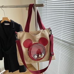 disney inspired canvas crossbody tote bag for women and teens with cartoon print