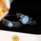 Vintage Blue Opal & Green Zircon Engagement Ring Set for Women