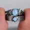 Vintage Blue Opal & Green Zircon Engagement Ring Set for Women