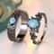 Vintage Blue Opal & Green Zircon Engagement Ring Set for Women