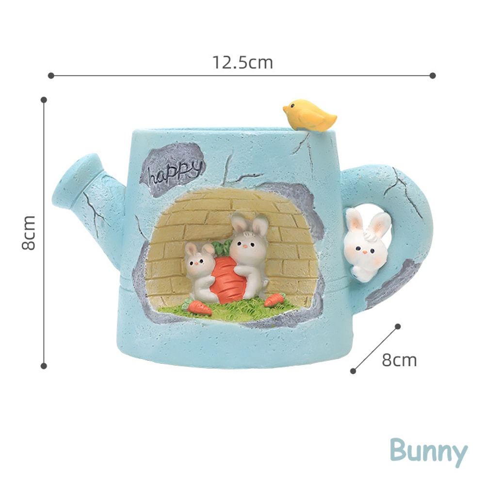 Whimsical Animal Watering Can Planter For Succulents Fairy Garden Decor 4