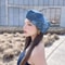 Camellia Bloom Denim Beret Hat for Women with Fluffy Contrast Design