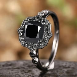 midnight elegance black zircon ring for women adjustable minimalist fashion jewelry
