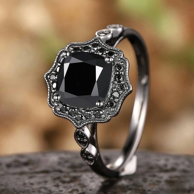 Midnight Elegance Black Zircon Ring for Women Adjustable Minimalist Fashion Jewelry
