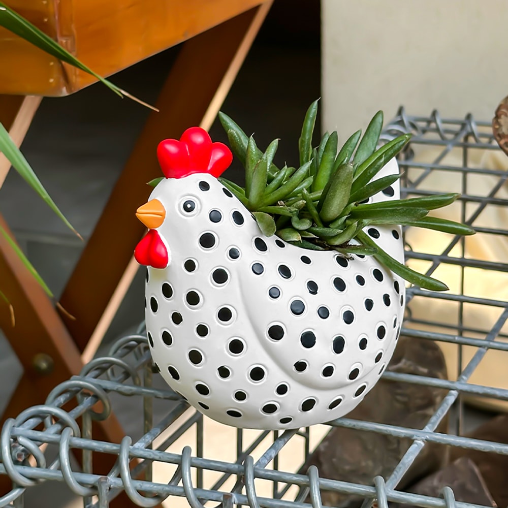Rustic Chicken Flower Pot Rooster Planter For Garden And Farmhouse Decor 0
