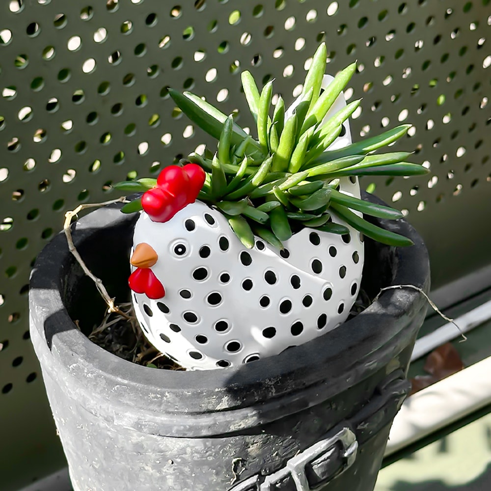 Rustic Chicken Flower Pot Rooster Planter For Garden And Farmhouse Decor 1