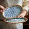 Japanese Rattan Woven Ceramic Snack Plate For Fruit Candy Dessert Serving 0