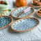 Japanese Rattan Woven Ceramic Snack Plate For Fruit Candy Dessert Serving 1