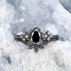 midnight teardrop zircon ring for women minimalist water drop ring jewelry