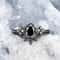 Midnight Teardrop Zircon Ring for Women Minimalist Water Drop Ring Jewelry