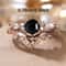 Rose Gold Hexagon Zircon Promise Ring Set for Women