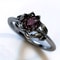 Midnight Bloom Red Crystal Ring with Cubic Zirconia Floral Design