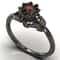 Midnight Bloom Red Crystal Ring with Cubic Zirconia Floral Design