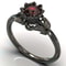 Midnight Bloom Red Crystal Ring with Cubic Zirconia Floral Design