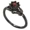 Midnight Bloom Red Crystal Ring with Cubic Zirconia Floral Design