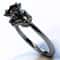 Midnight Bloom Red Crystal Ring with Cubic Zirconia Floral Design