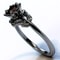 Midnight Bloom Red Crystal Ring with Cubic Zirconia Floral Design