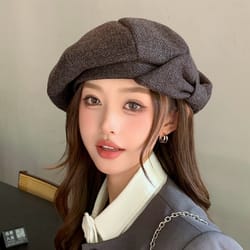 elegant japanese beret hat for women soft fit retro bow cap