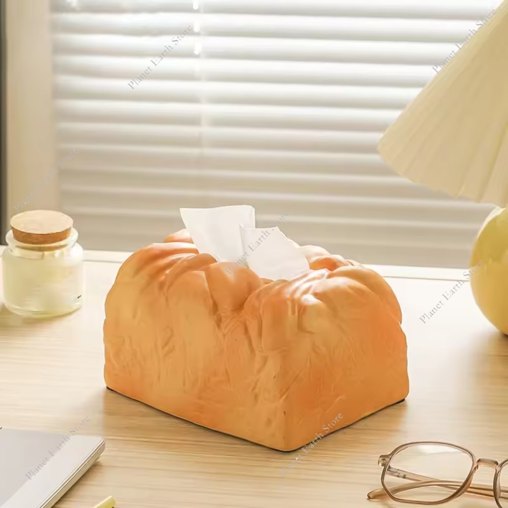 Butter Toast Tissue Box Cover Cute Bread Napkin Holder For Car Home Office 0