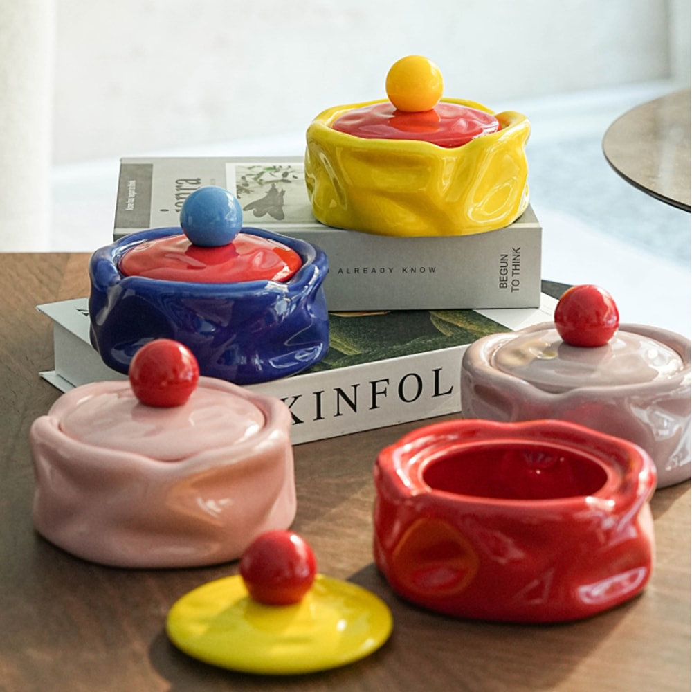 Modern Ceramic Ashtray Decorative Irregular Smoking Tray for Living Room & Desktop
