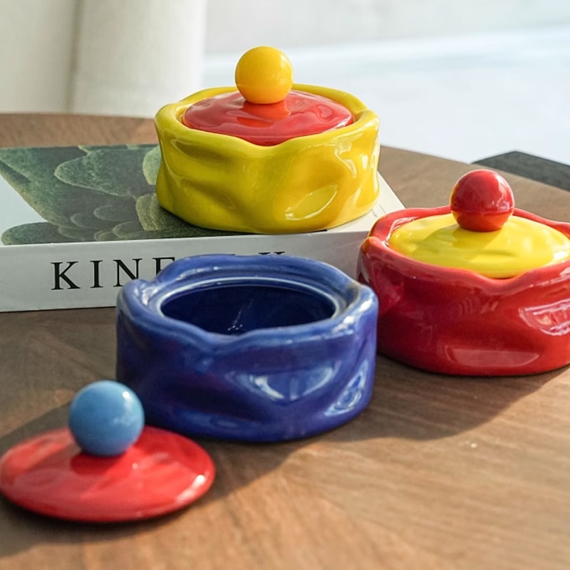 Modern Ceramic Ashtray Decorative Irregular Smoking Tray for Living Room & Desktop
