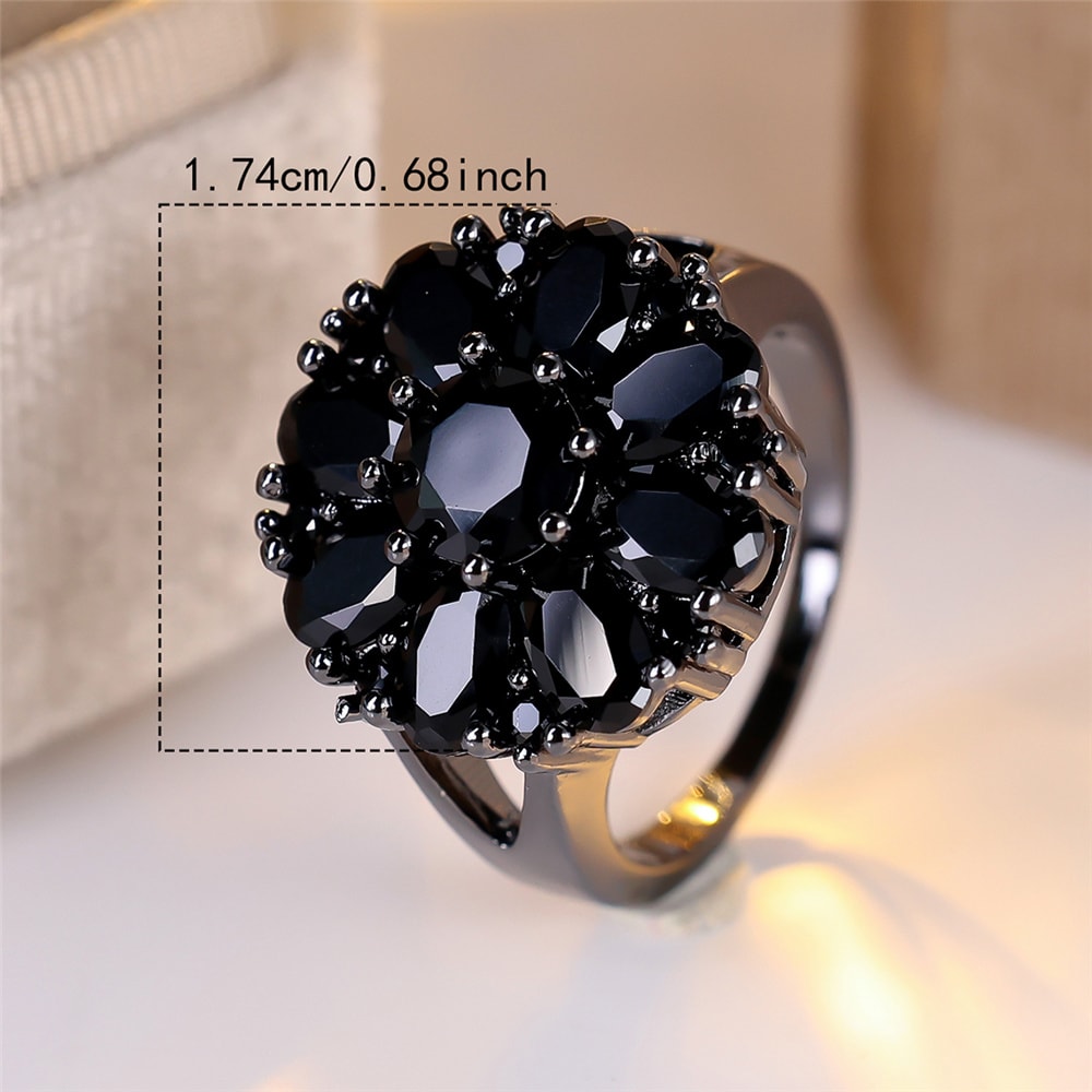 Midnight Promise Black Zircon Engagement Ring for Women