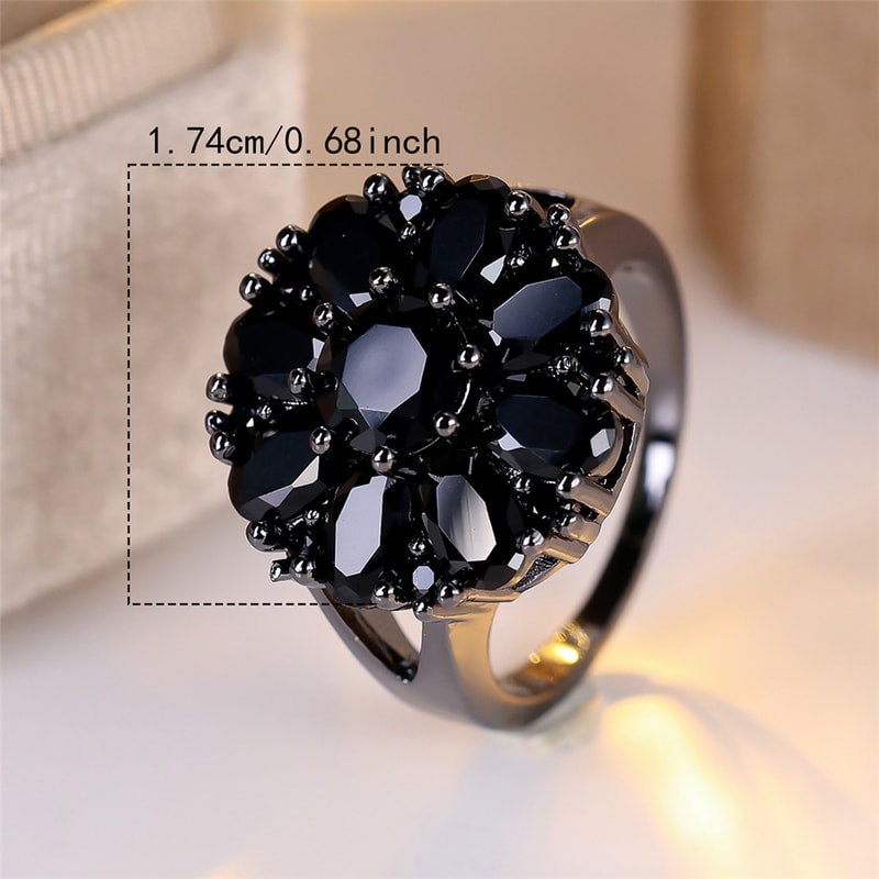 Midnight Promise Black Zircon Engagement Ring for Women