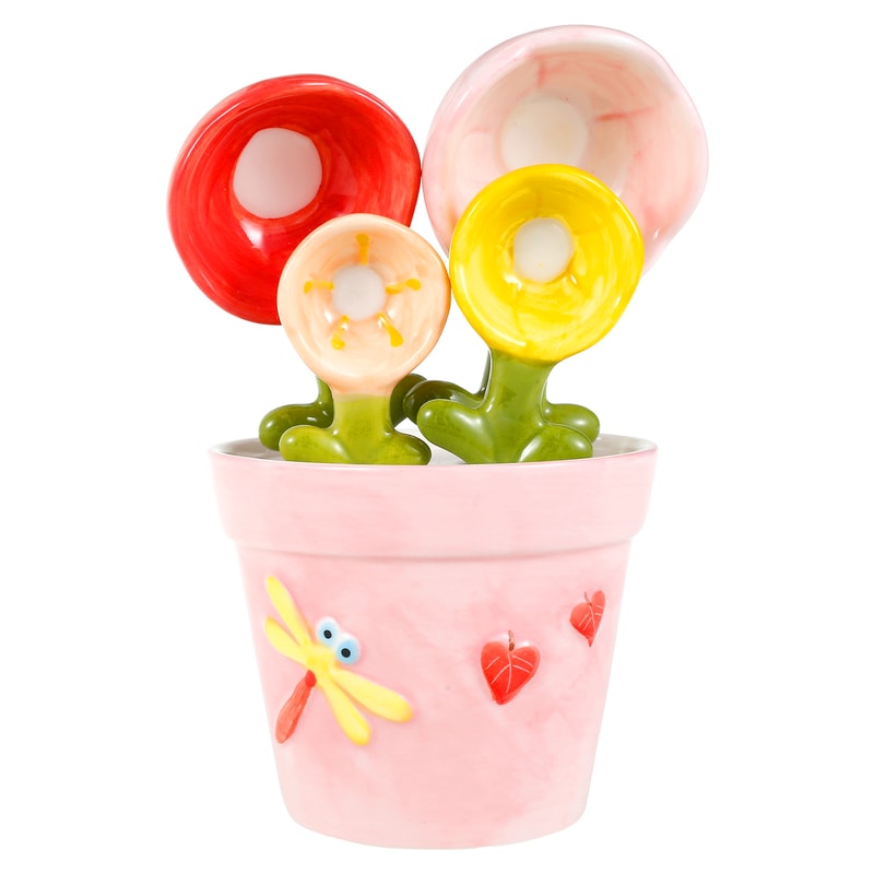Cactus Ceramic Measuring Spoon Set With Holder For Kitchen Decor And Baking 8