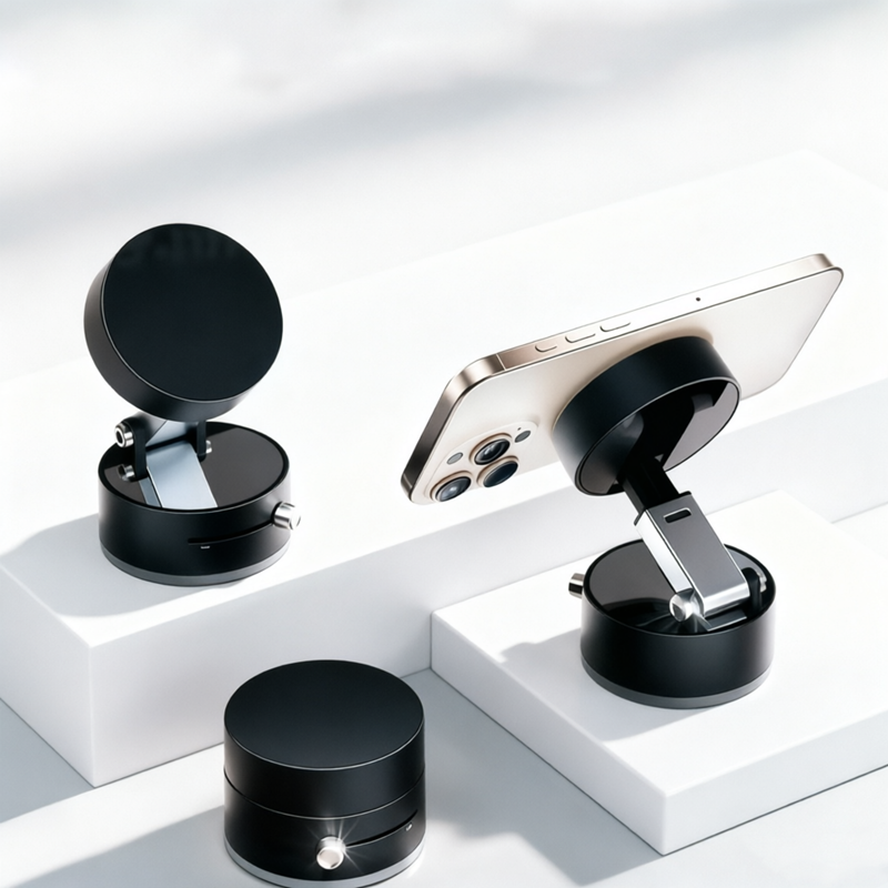 Magnetic Vacuum Phone Mount Stand With Double Suction And Swivel 0