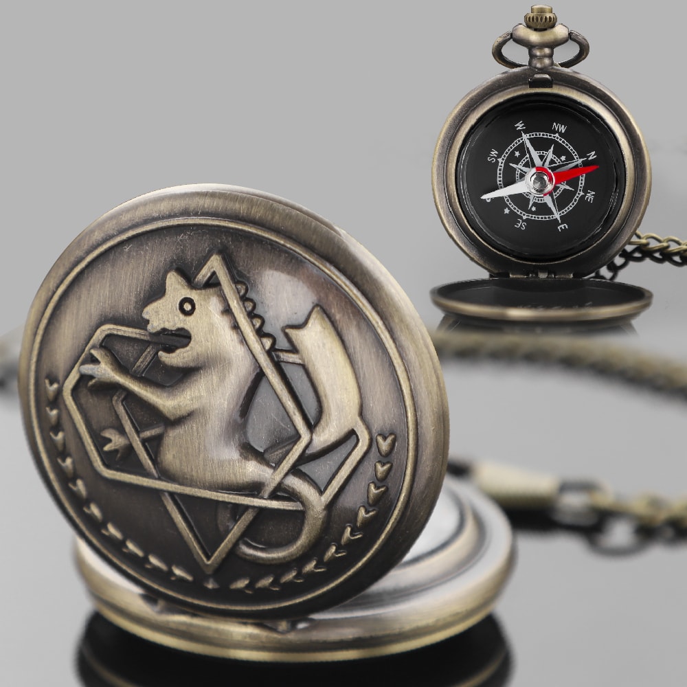 Fullmetal Alchemist Edward Brass Compass Pocket Watch For Anime Fans Outdoor Adventures 0
