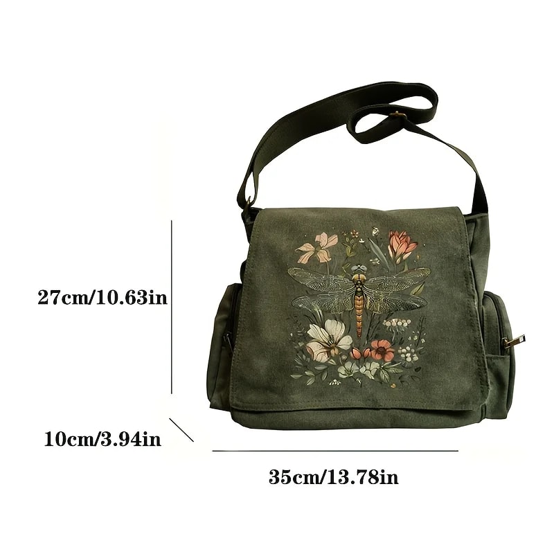 Dragonfly Canvas Crossbody Bag For Women Large Capacity Boho Shoulder Messenger Purse 3