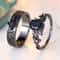 Midnight Royale Oval Crystal Ring Set with Blue Zircon and Black Metal Bands