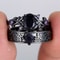 Midnight Royale Oval Crystal Ring Set with Blue Zircon and Black Metal Bands