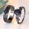 Midnight Royale Oval Crystal Ring Set with Blue Zircon and Black Metal Bands