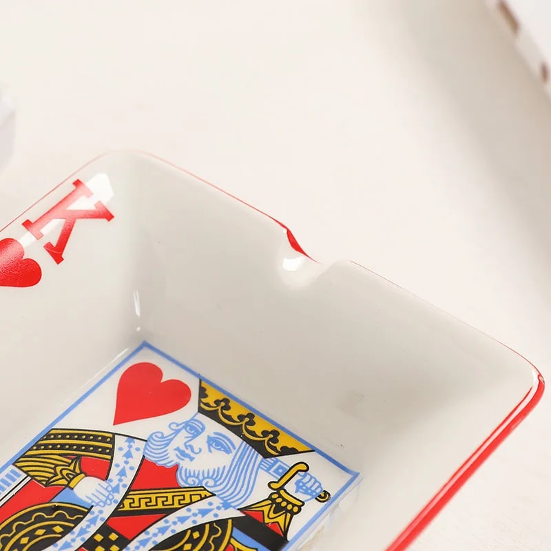 Royal Poker Ceramic Ashtray Decorative Smoking Tray for Home Office Lounge