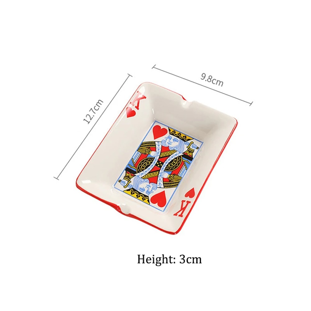 Royal Poker Ceramic Ashtray Decorative Smoking Tray for Home Office Lounge