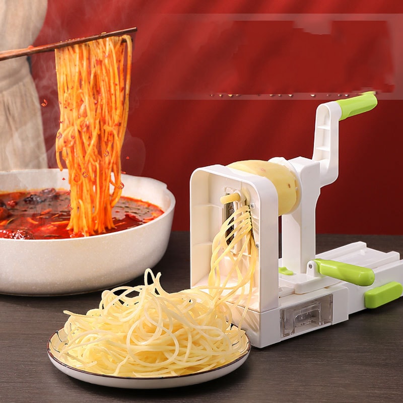 Rotary Vegetable Spiralizer & Potato Noodle Maker with Stainless Steel Drum Blades